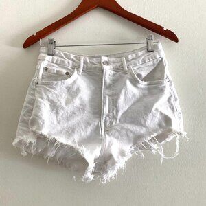 Zara White Denim High Waist Cut Off Shorts - Size Small